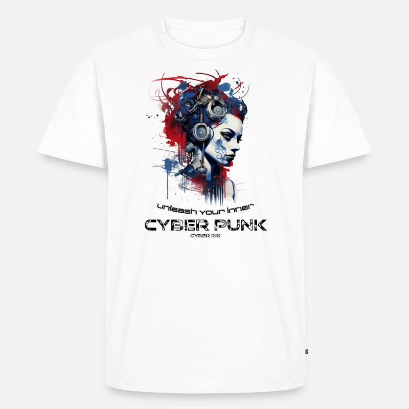 CyberInk Tech-Tattoo 10 - Männer Premium Bio T-Shirt - Weiß