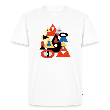 Geometric Abstract Pyramid Design - Men's Premium Organic T-Shirt - white - Front - Nico (187cm)