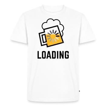 Beer Loading (Drinking In Progress / Positive / \) - Men's Premium Organic T-Shirt - white - Front - Nico (187cm)
