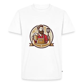 Grille barbue Master Badge Design - T-shirt Premium bio Homme - blanc - Devant - Nico (187cm)