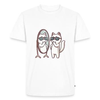 Chat confiant avec des lunettes de soleil - T-shirt Premium bio Homme - blanc - Devant - Nico (187cm)