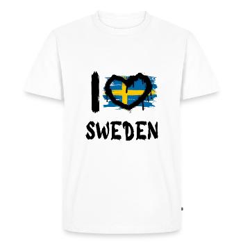 J’aime la Suède / J’aime la Suède Pays - T-shirt Premium bio Homme - blanc - Devant - Nico (187cm)