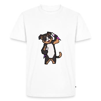 Chien avec un sac de bonbons Retour à l'école de scolarisation - T-shirt Premium bio Homme - blanc - Devant - Nico (187cm)