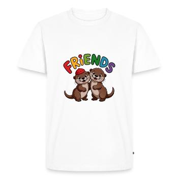 Friends Two otters with colorful caps - Men's Premium Organic T-Shirt - white - Front - Nico (187cm)