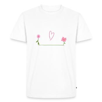 Two Flowers Line Heart - Men's Premium Organic T-Shirt - white - Front - Nico (187cm)