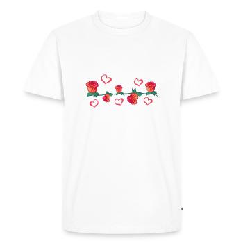 plantes rouges ligne fleurs coeurs caresser fleurs - T-shirt Premium bio Homme - blanc - Devant - Nico (187cm)