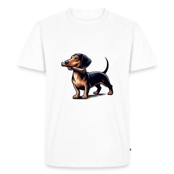 Teckel chien de chasse avec bâton chien chien - T-shirt Premium bio Homme - blanc - Devant - Nico (187cm)