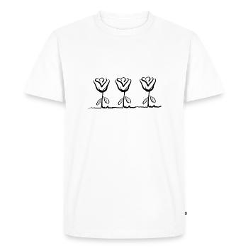 three flowers line rose plant symbol - Men's Premium Organic T-Shirt - white - Front - Nico (187cm)