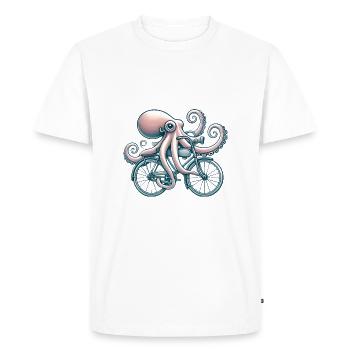 Octopus Riding Bike Vintage Style - Men's Premium Organic T-Shirt - white - Front - Nico (187cm)