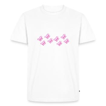 pink butterflies flying - Men's Premium Organic T-Shirt - white - Front - Nico (187cm)