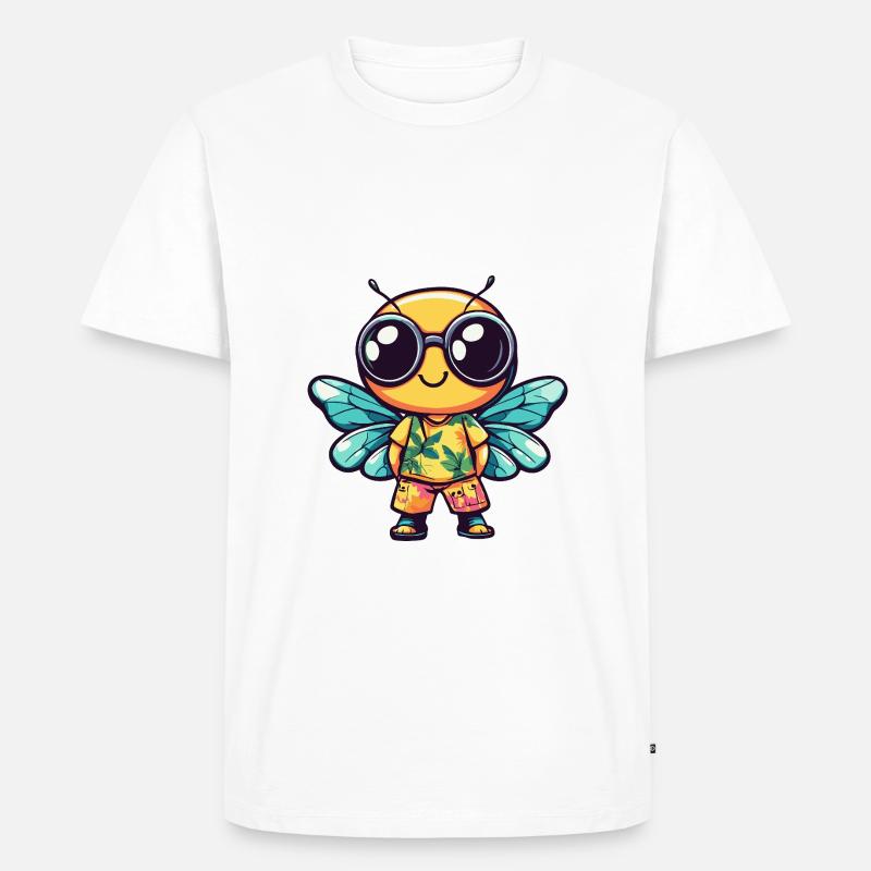 Libelle Comic Urlaub - Männer Premium Bio T-Shirt - Weiß