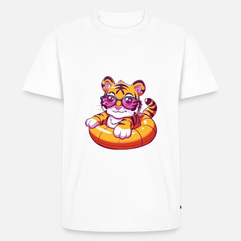 Tiger Comic Cool - Männer Premium Bio T-Shirt - Weiß