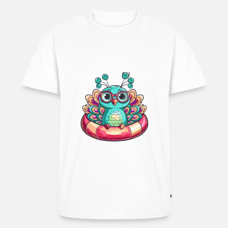 Pfau Vogel Comic Cool - Männer Premium Bio T-Shirt - Weiß