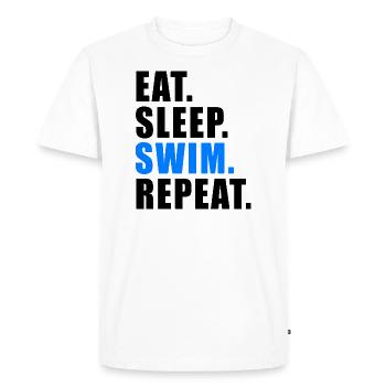 EAT SLEEP SWIM REPEAT GIFT SWIMMER SWIMMING - T-shirt Premium bio Homme - blanc - Devant - Nico (187cm)