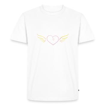 Pink yellow heart symbol love angel wings - Men's Premium Organic T-Shirt - white - Front - Nico (187cm)