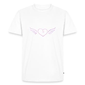 Pink Glitter Heart Symbol Angel Wings - Men's Premium Organic T-Shirt - white - Front - Nico (187cm)