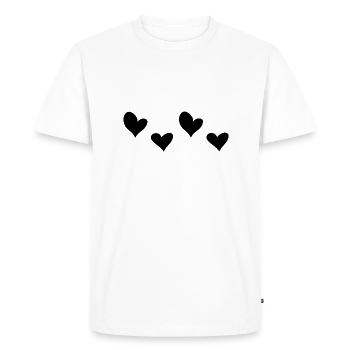 Four Hearts Heart Symbol Love - Men's Premium Organic T-Shirt - white - Front - Nico (187cm)