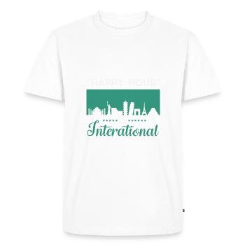 Happy Hour is international - Men's Premium Organic T-Shirt - white - Front - Nico (187cm)