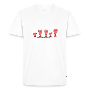 boucle ligne coeurs rouge - T-shirt Premium bio Homme - blanc - Devant - Nico (187cm)
