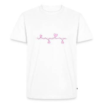pink hearts heart love line waves - Men's Premium Organic T-Shirt - white - Front - Nico (187cm)