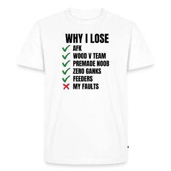 Gamer LOL Pourquoi perdre - Merch of Legends - T-shirt Premium bio Homme - blanc - Devant - Nico (187cm)