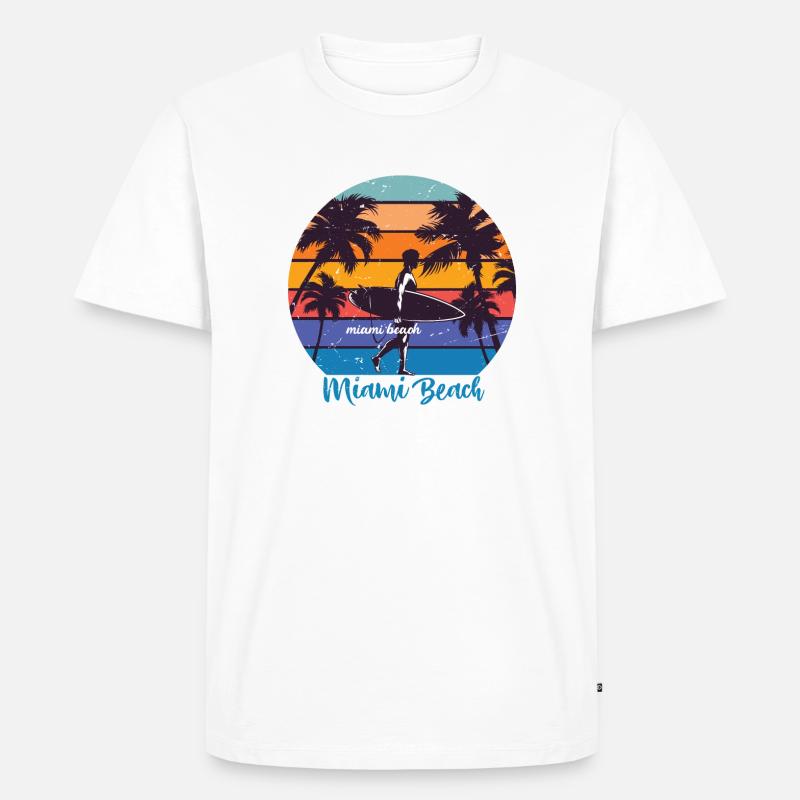 Miami Beach - Männer Premium Bio T-Shirt - Weiß