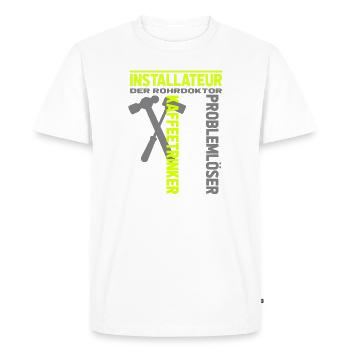 Plombier Résolution de problèmes Docteur en tuyaux drôle - T-shirt Premium bio Homme - blanc - Devant - Nico (187cm)
