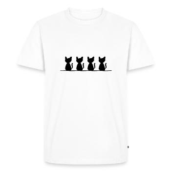 Cat Line Symbol Animal Pet Stroke - Men's Premium Organic T-Shirt - white - Front - Nico (187cm)