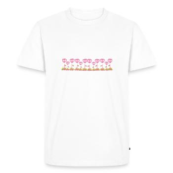 fleurs roses rose ligne herbe - T-shirt Premium bio Homme - blanc - Devant - Nico (187cm)