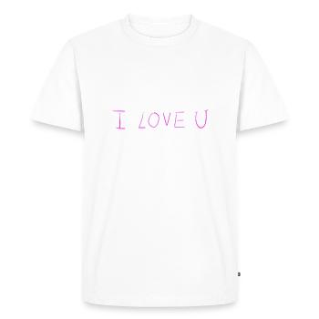 I love you text pink pink glitter - Men's Premium Organic T-Shirt - white - Front - Nico (187cm)