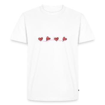 cœurs rouge coeur ligne d’amour rose avc - T-shirt Premium bio Homme - blanc - Devant - Nico (187cm)