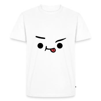 Visage kawaii : yeux mignons et design de sourire - T-shirt Premium bio Homme - blanc - Devant - Nico (187cm)