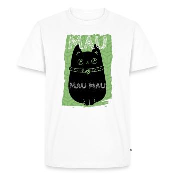 MAU MAU MAU - cat lover animal love cute pet - T-shirt Premium bio Homme - blanc - Devant - Nico (187cm)