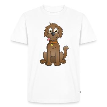Image of a brown dog in cartoon style - Men's Premium Organic T-Shirt - white - Front - Nico (187cm)
