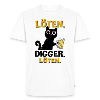 Soldering Digga Soldering Beer Cat - Men's Premium Organic T-Shirt - white - Front - Nico (187cm)
