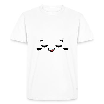 Visage kawaii : yeux mignons et design de sourire - T-shirt Premium bio Homme - blanc - Devant - Nico (187cm)