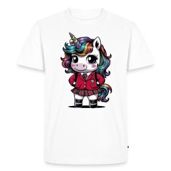 Kawaii unicorn wearing school uniform - Men's Premium Organic T-Shirt - white - Front - Nico (187cm)