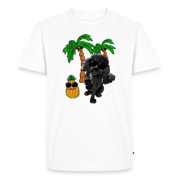 Caniche noir avec lunettes de soleil - T-shirt Premium bio Homme - blanc - Devant - Nico (187cm)