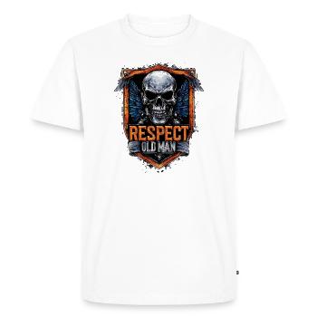 Biker Respect Old Man Birthday Skull Motorcycle - Men's Premium Organic T-Shirt - white - Front - Nico (187cm)