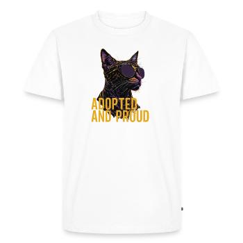 Colourful Neon Adopted Cat - Men's Premium Organic T-Shirt - white - Front - Nico (187cm)