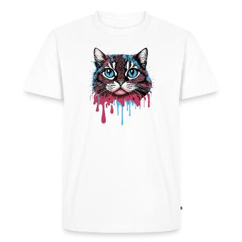 Crazy Colorful Splash Art Cat design - T-shirt Premium bio Homme - blanc - Devant - Nico (187cm)