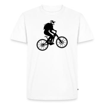 Vélo tout terrain avec casque cross biker - VTT - T-shirt Premium bio Homme - blanc - Devant - Nico (187cm)