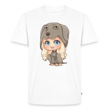 MOSBIES chiens Chibi Weimaraner cadeau d'amour pour chien - T-shirt Premium bio Homme - blanc - Devant - Nico (187cm)