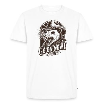 Vintage Go on Now Git Funny Cowboy Opossum Meme - Men's Premium Organic T-Shirt - white - Front - Nico (187cm)