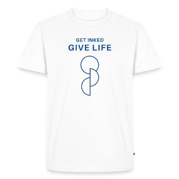 Don d’organes - Get Inked Give Life - T-shirt Premium bio Homme - blanc - Devant - Nico (187cm)