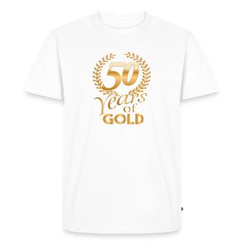 Années d'or chemise 50 années d'or - T-shirt Premium bio Homme - blanc - Devant - Nico (187cm)