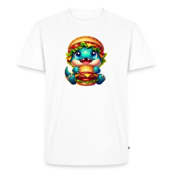 Cute T-Rex Burger Whimsical Funny Fast Food - Men's Premium Organic T-Shirt - white - Front - Nico (187cm)