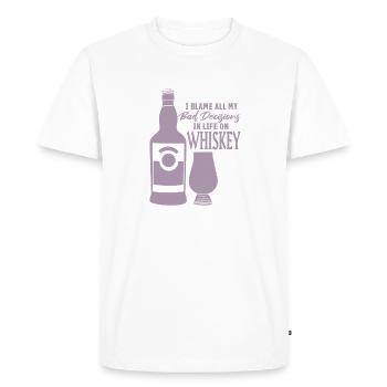 Bad Decisions Whiskey Sayings - Men's Premium Organic T-Shirt - white - Front - Nico (187cm)