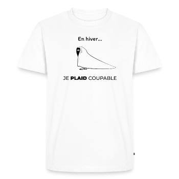 En hiver je plaid coupable - T-shirt Premium bio Homme - blanc - Devant - Nico (187cm)