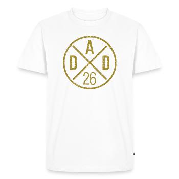 Papa 26 Papa Papa Bébé Papa 2026 Cadeau de fête des pères - T-shirt Premium bio Homme - blanc - Devant - Nico (187cm)